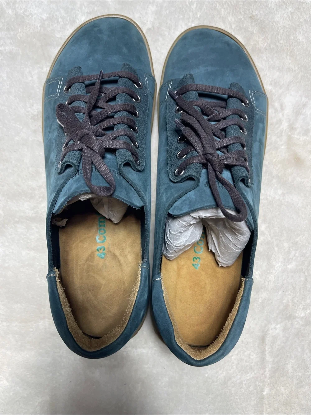Comfortfusse Ozi Men's Teal Casual Lace-Up Sneakers with Gum Sole Size 43